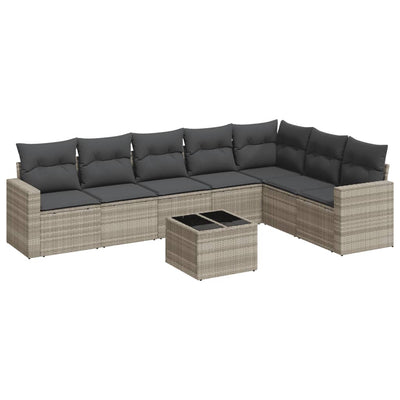 sofasæt til haven 8 dele med hynder polyrattan lysegrå