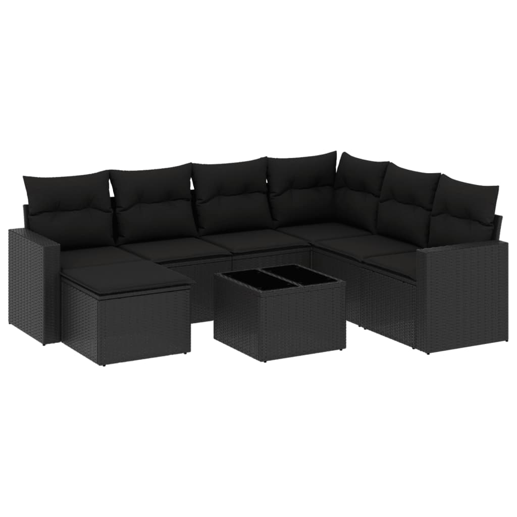 sofasæt til haven 8 dele med hynder polyrattan sort