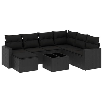 sofasæt til haven 8 dele med hynder polyrattan sort