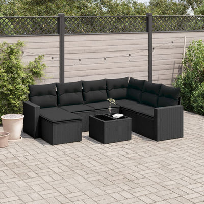 sofasæt til haven 8 dele med hynder polyrattan sort