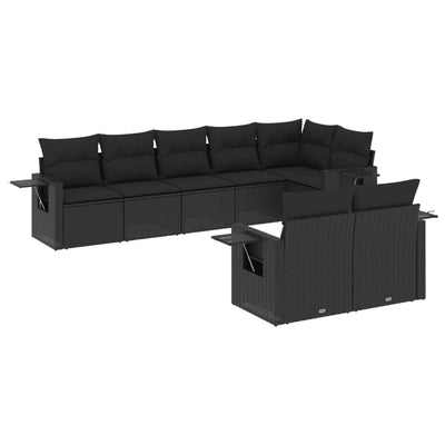 sofasæt til haven 8 dele med hynder polyrattan sort