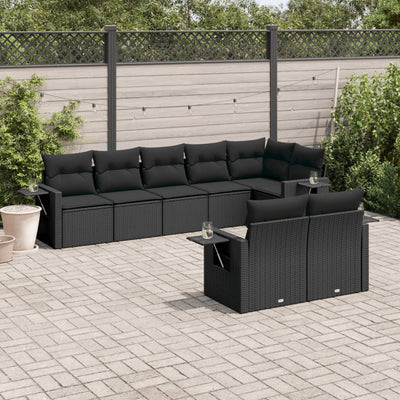 sofasæt til haven 8 dele med hynder polyrattan sort
