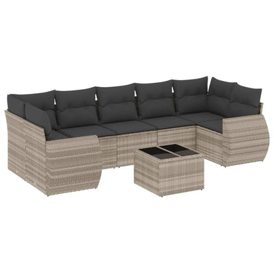 sofasæt til haven 8 dele med hynder polyrattan lysegrå