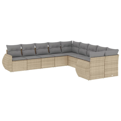 sofasæt til haven 10 dele med hynder polyrattan beige