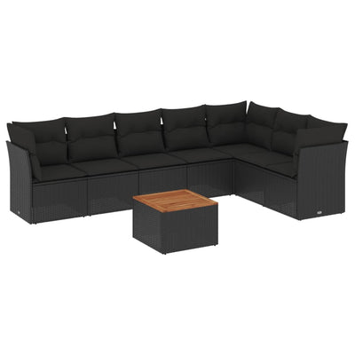 sofasæt til haven 8 dele med hynder polyrattan sort