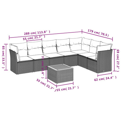 sofasæt til haven 8 dele med hynder polyrattan sort