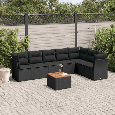 sofasæt til haven 8 dele med hynder polyrattan sort