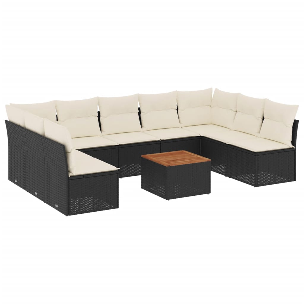 sofasæt til haven 10 dele med hynder polyrattan sort