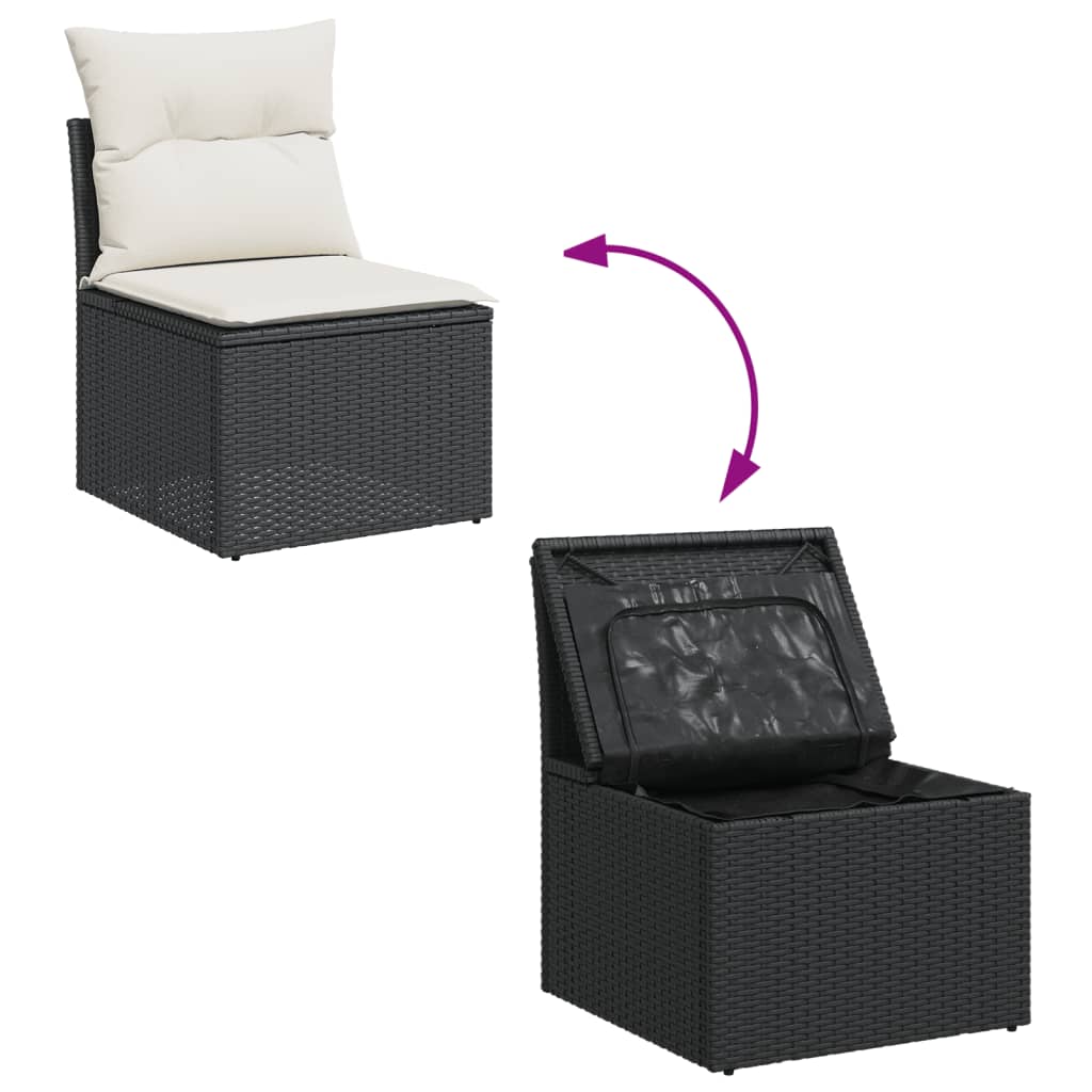 sofasæt til haven 10 dele med hynder polyrattan sort