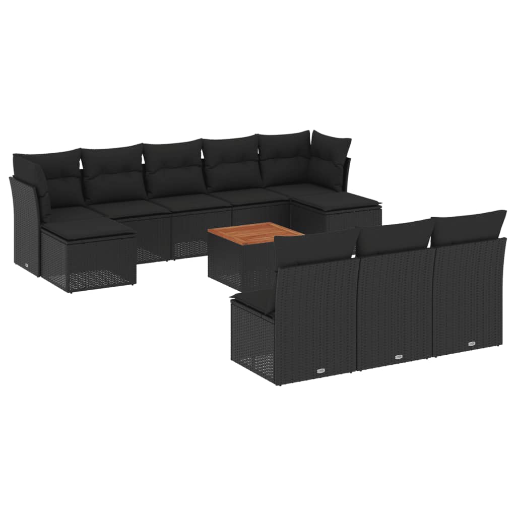 sofasæt til haven 11 dele med hynder polyrattan sort