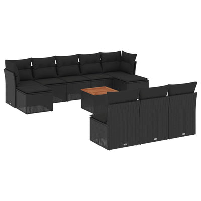 sofasæt til haven 11 dele med hynder polyrattan sort