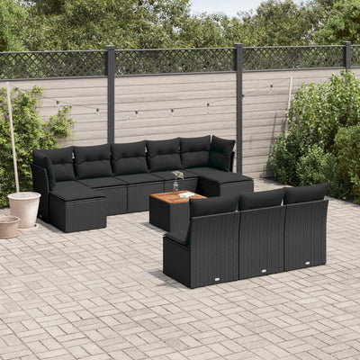 sofasæt til haven 11 dele med hynder polyrattan sort