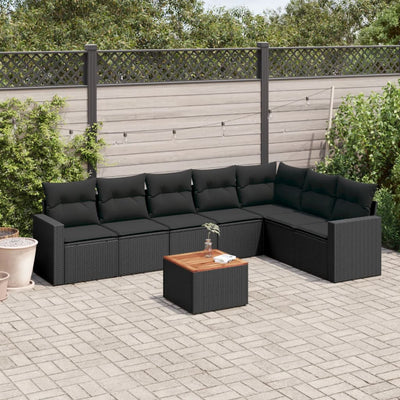 sofasæt til haven 8 dele med hynder polyrattan sort
