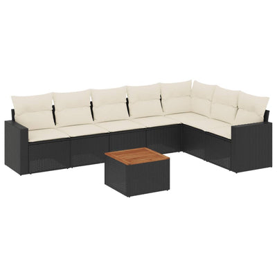 sofasæt til haven 8 dele med hynder polyrattan sort