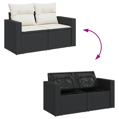 sofasæt til haven 10 dele med hynder polyrattan sort