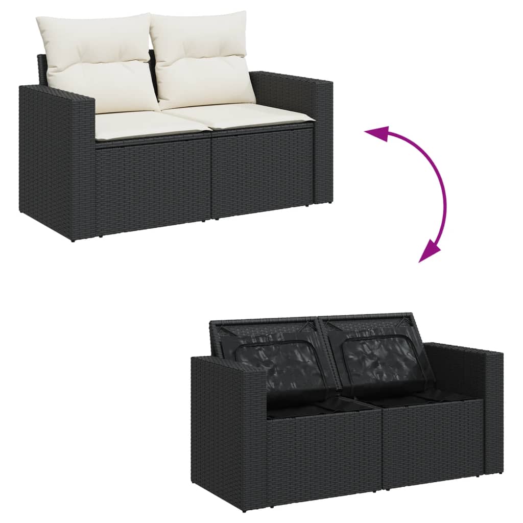 sofasæt til haven 10 dele med hynder polyrattan sort