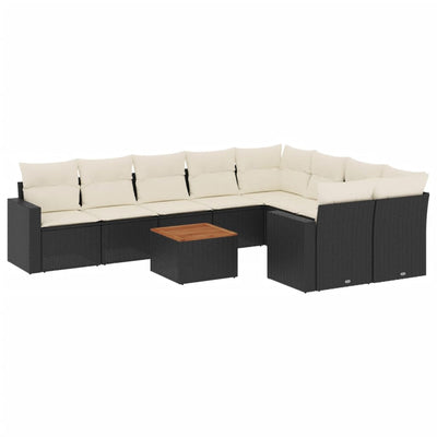 sofasæt til haven 10 dele med hynder polyrattan sort