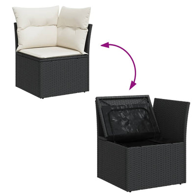 sofasæt til haven 10 dele med hynder polyrattan sort
