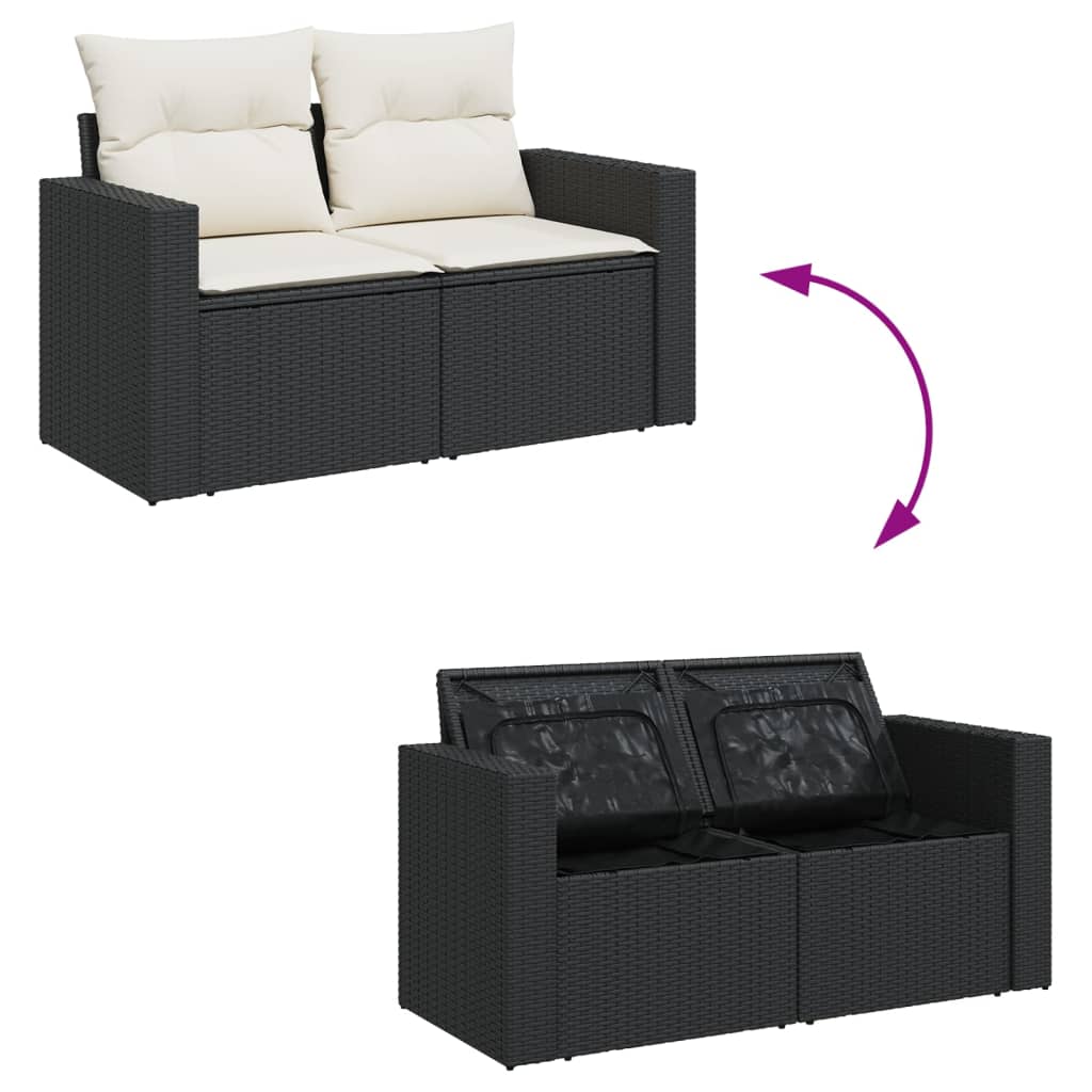 sofasæt til haven 10 dele med hynder polyrattan sort
