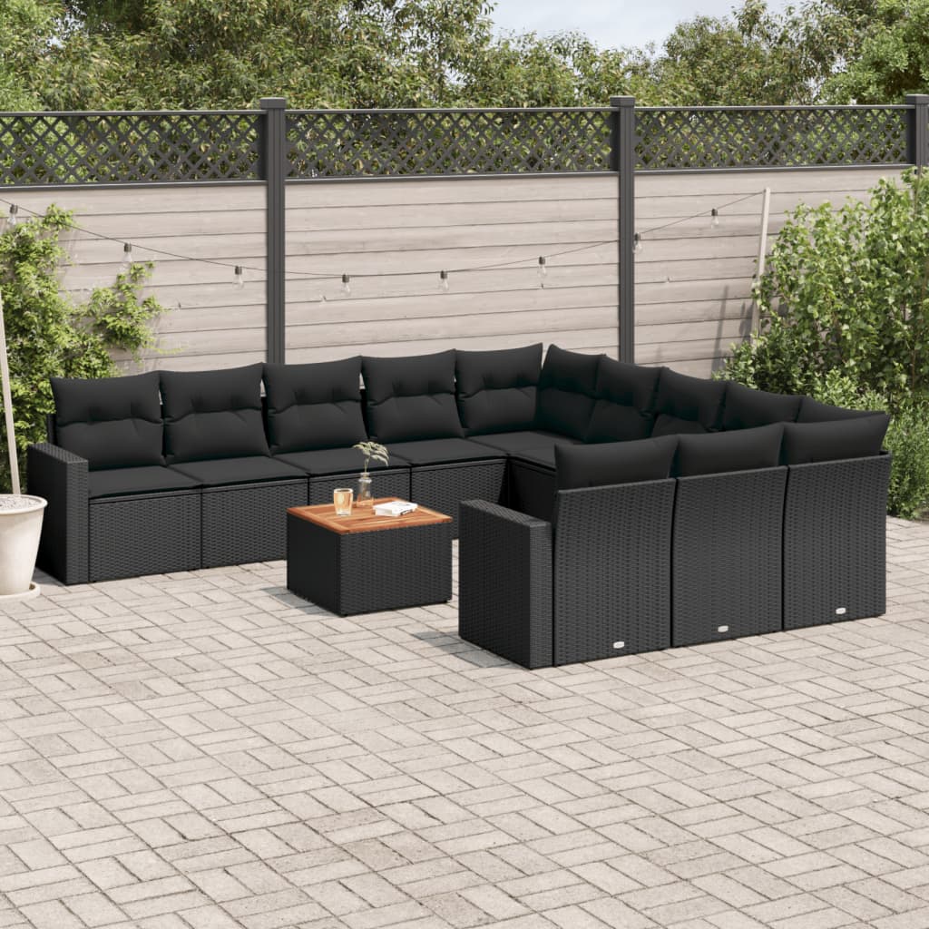 sofasæt til haven 12 dele med hynder polyrattan sort