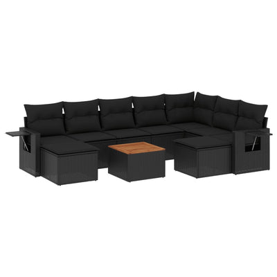 sofasæt til haven 10 dele med hynder polyrattan sort
