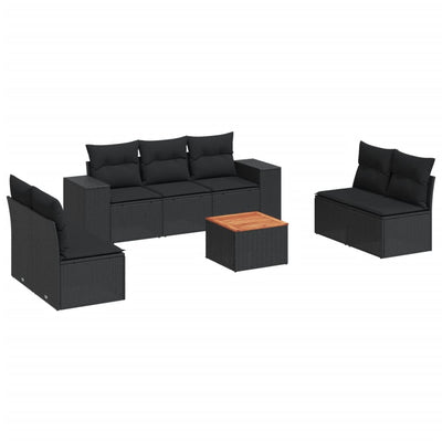 sofasæt til haven 8 dele med hynder polyrattan sort
