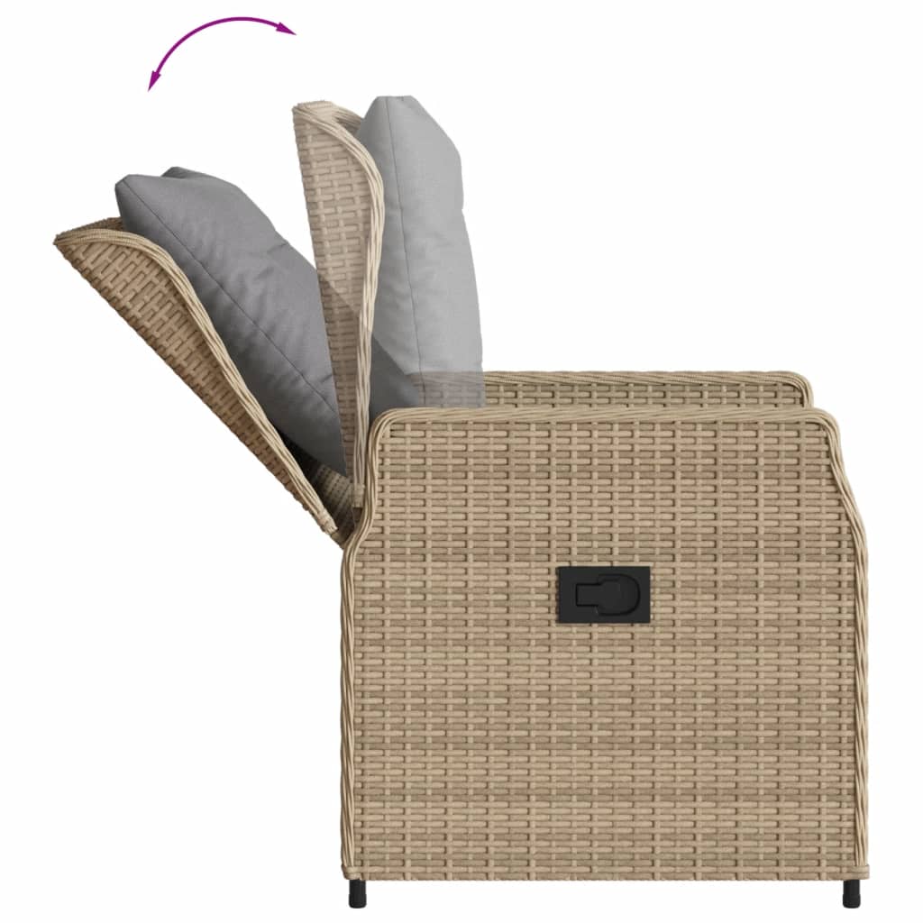 spisebordssæt til haven 5 dele med hynder polyrattan beige