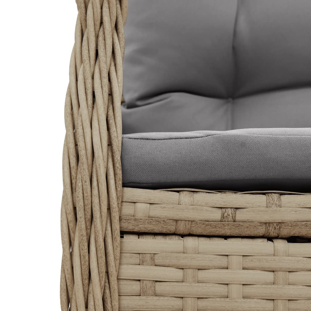 spisebordssæt til haven 5 dele med hynder polyrattan beige