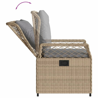 spisebordssæt til haven 5 dele med hynder polyrattan beige
