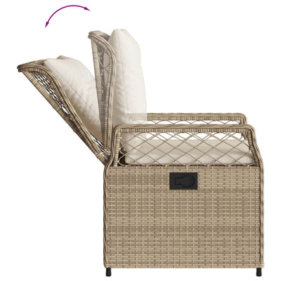 spisebordssæt til haven 5 dele med hynder polyrattan beige