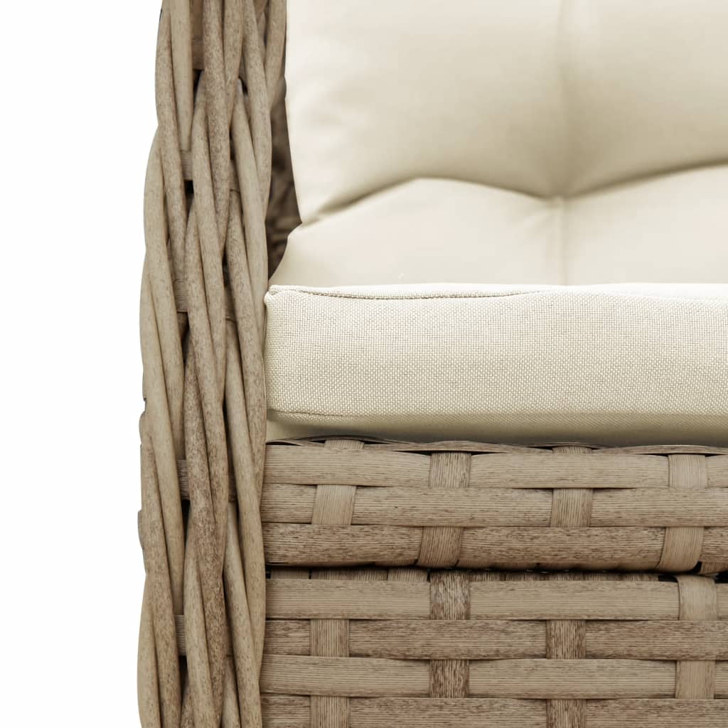 spisebordssæt til haven 5 dele med hynder polyrattan beige