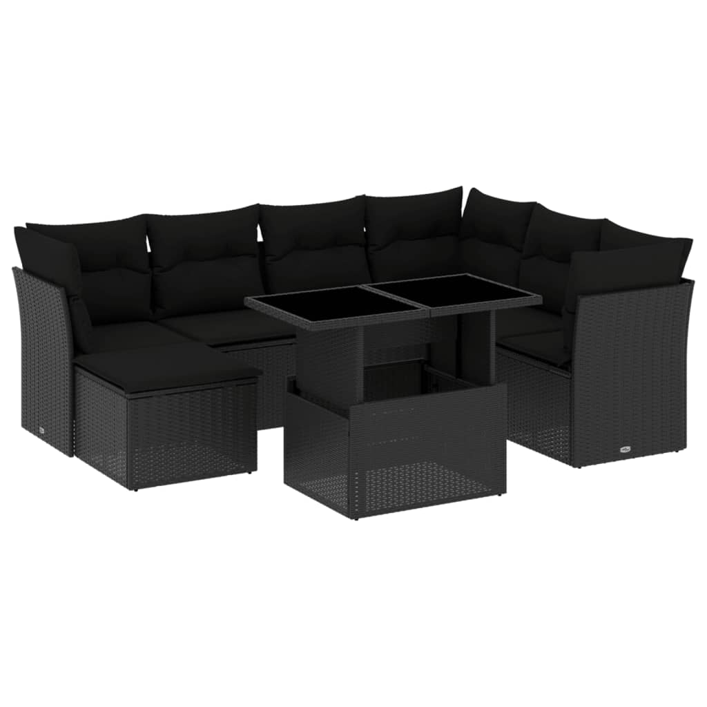 sofasæt til haven 8 dele med hynder polyrattan sort