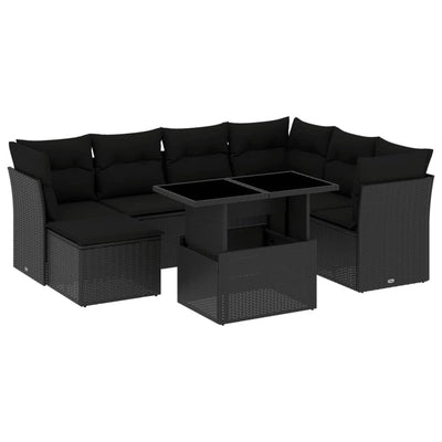 sofasæt til haven 8 dele med hynder polyrattan sort