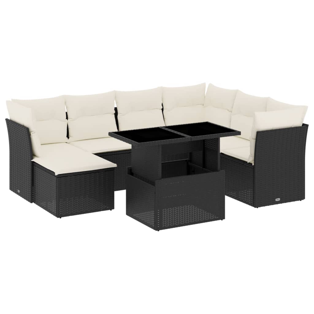 sofasæt til haven 8 dele med hynder polyrattan sort