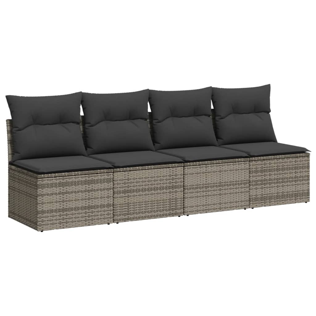 sofasæt til haven 10 dele med hynder polyrattan grå