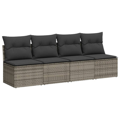 sofasæt til haven 10 dele med hynder polyrattan grå