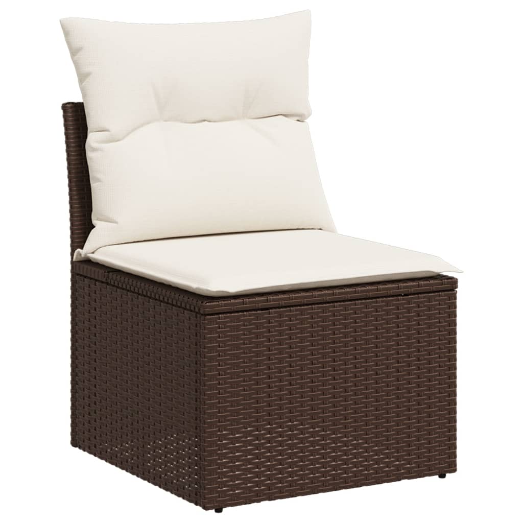 sofasæt til haven 10 dele med hynder polyrattan brun