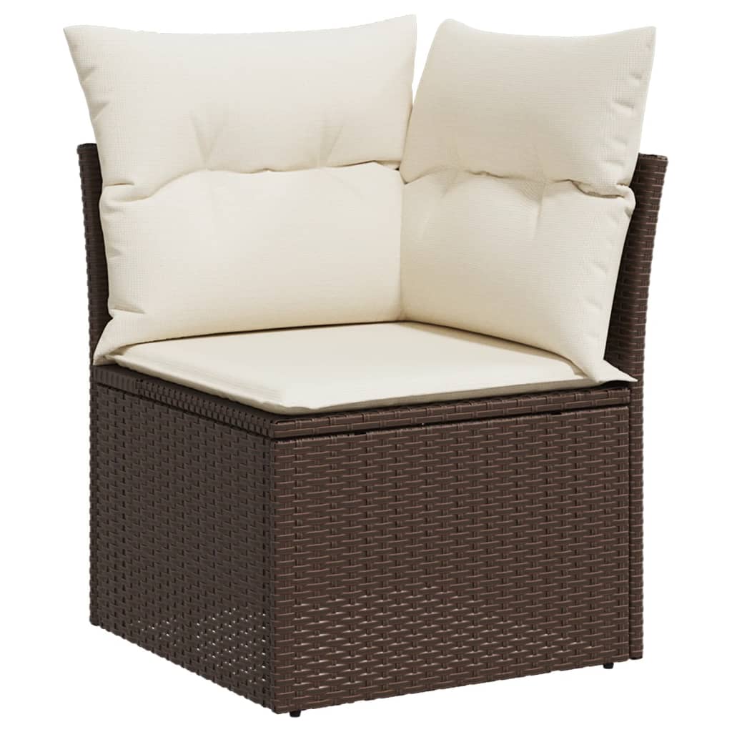 sofasæt til haven 10 dele med hynder polyrattan brun
