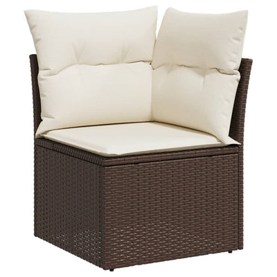 sofasæt til haven 10 dele med hynder polyrattan brun