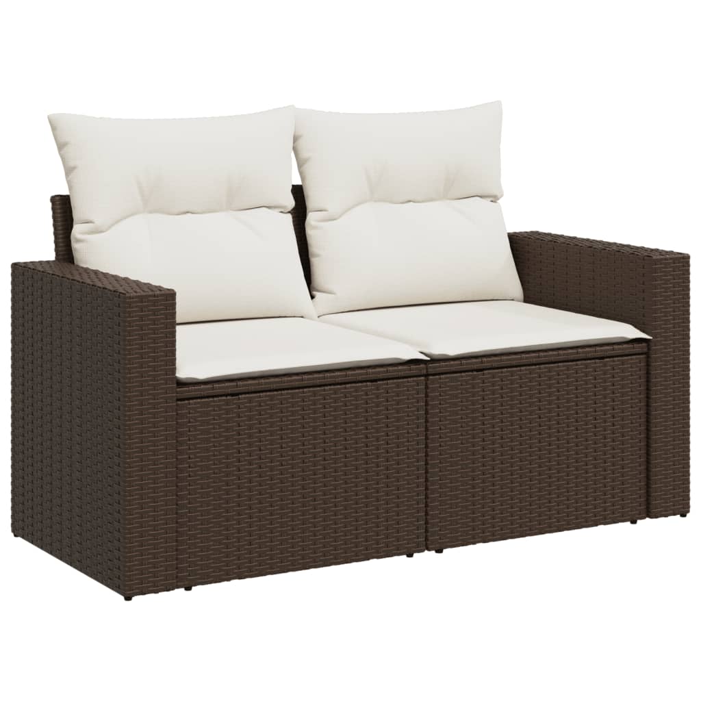 sofasæt til haven 7 dele med hynder polyrattan brun