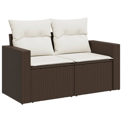 sofasæt til haven 7 dele med hynder polyrattan brun