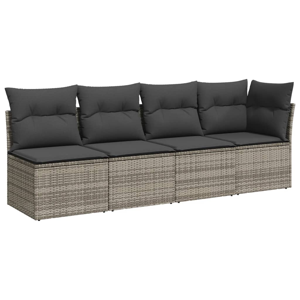 loungesæt til haven 11 dele med hynder polyrattan grå