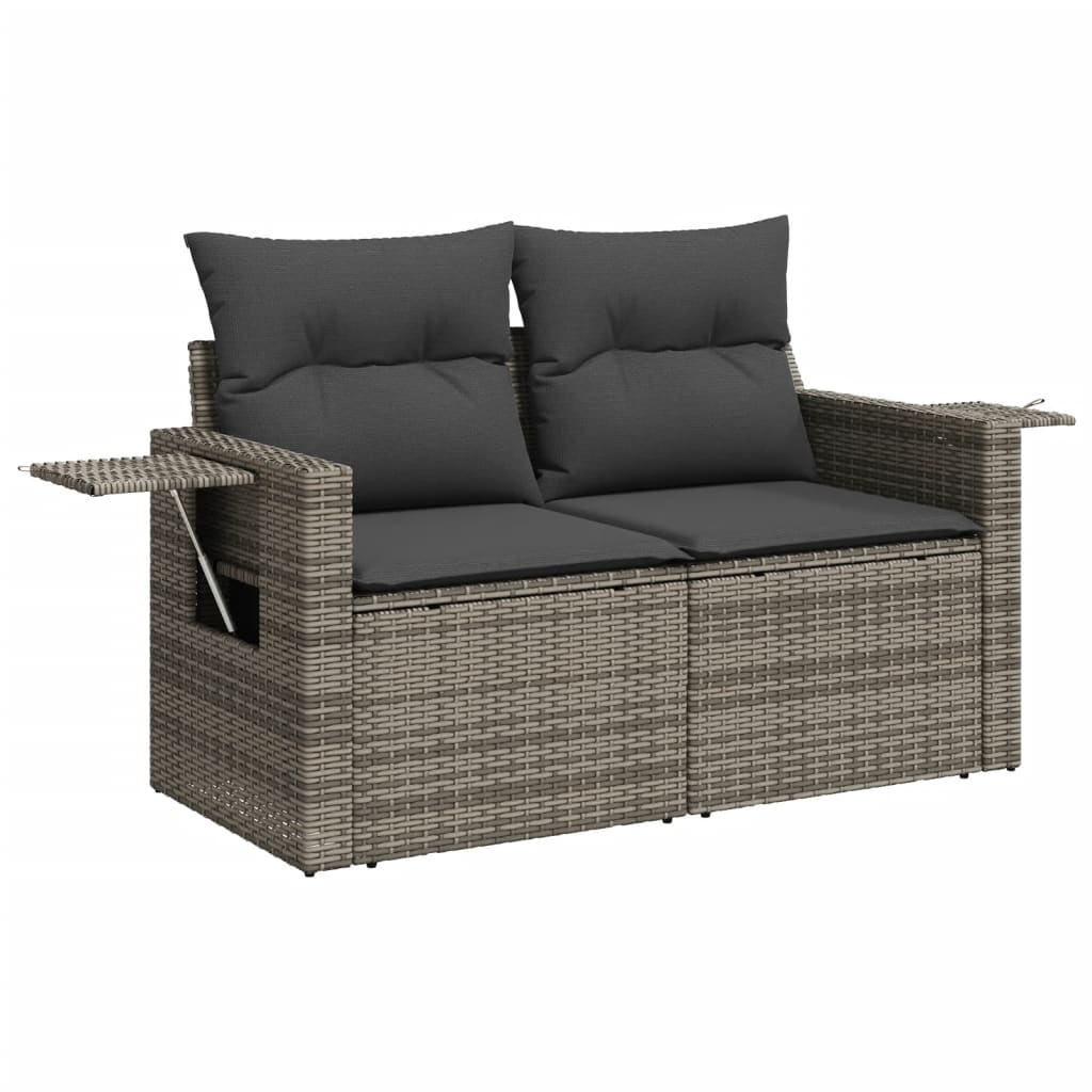 loungesæt til haven 11 dele med hynder polyrattan grå