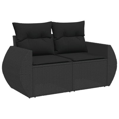 sofasæt til haven 7 dele med hynder polyrattan sort