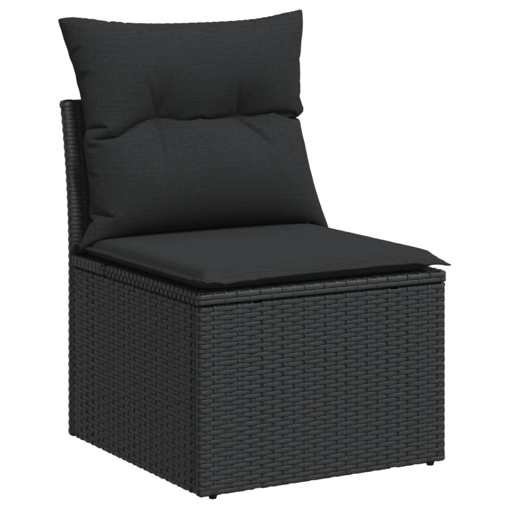 sofasæt til haven 7 dele med hynder polyrattan sort