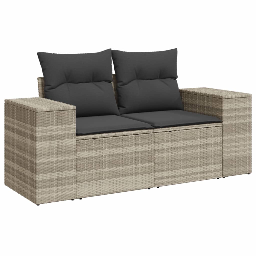 loungesæt til haven 11 dele med hynder polyrattan grå