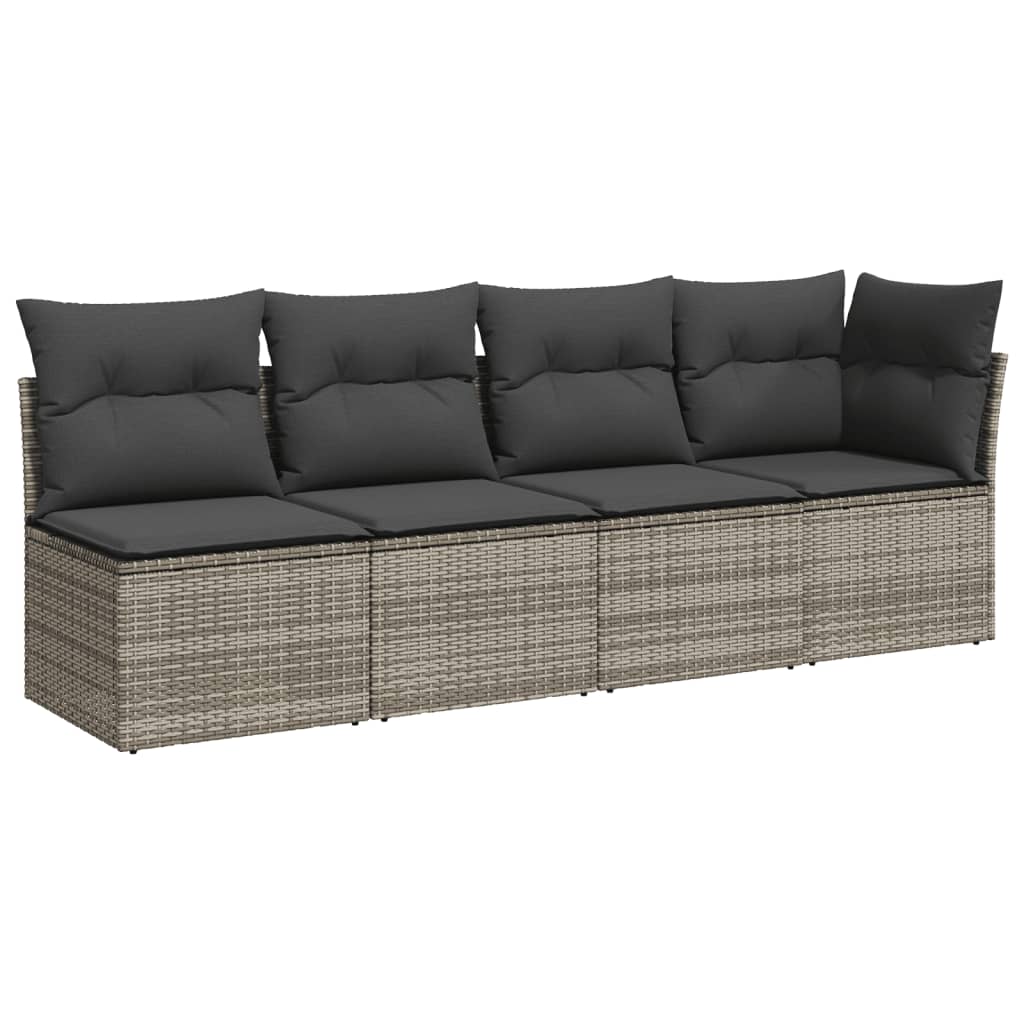 loungesæt til haven 11 dele med hynder polyrattan grå