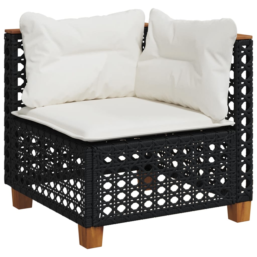 sofasæt til haven 7 dele med hynder polyrattan sort