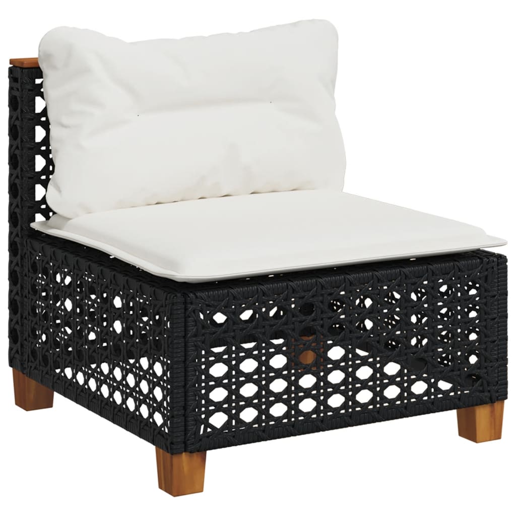 sofasæt til haven 7 dele med hynder polyrattan sort