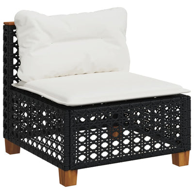 sofasæt til haven 7 dele med hynder polyrattan sort